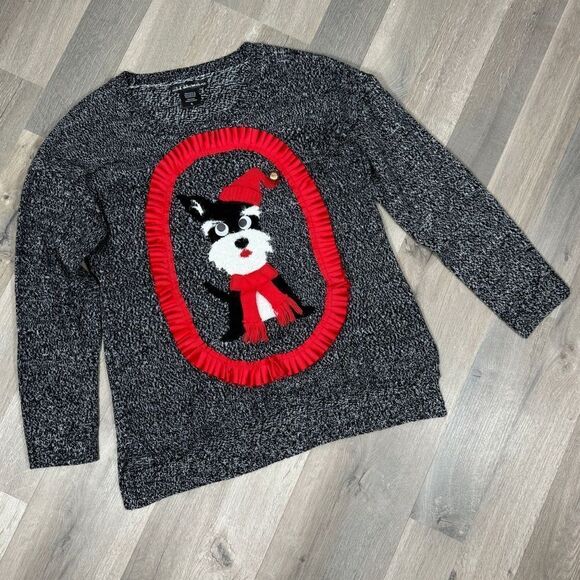 Untied States Sweaters Ugly Christmas Terrier Dog Sweater Black Red XL - Picture 12 of 12